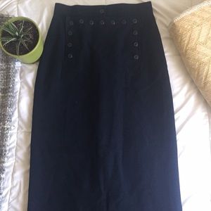 Lauren Ralph Lauren Navy Blue Nautical Maxi Skirt